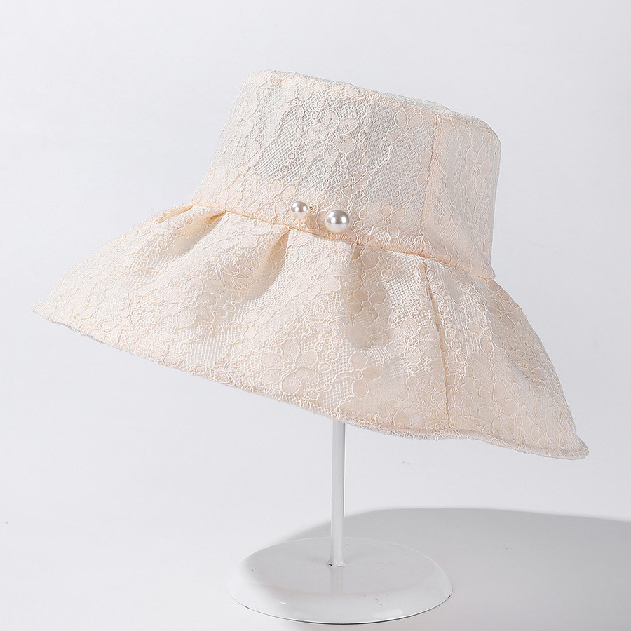 BK00036 Sommer-Damen-Eimerhut mit Spitzenperlen