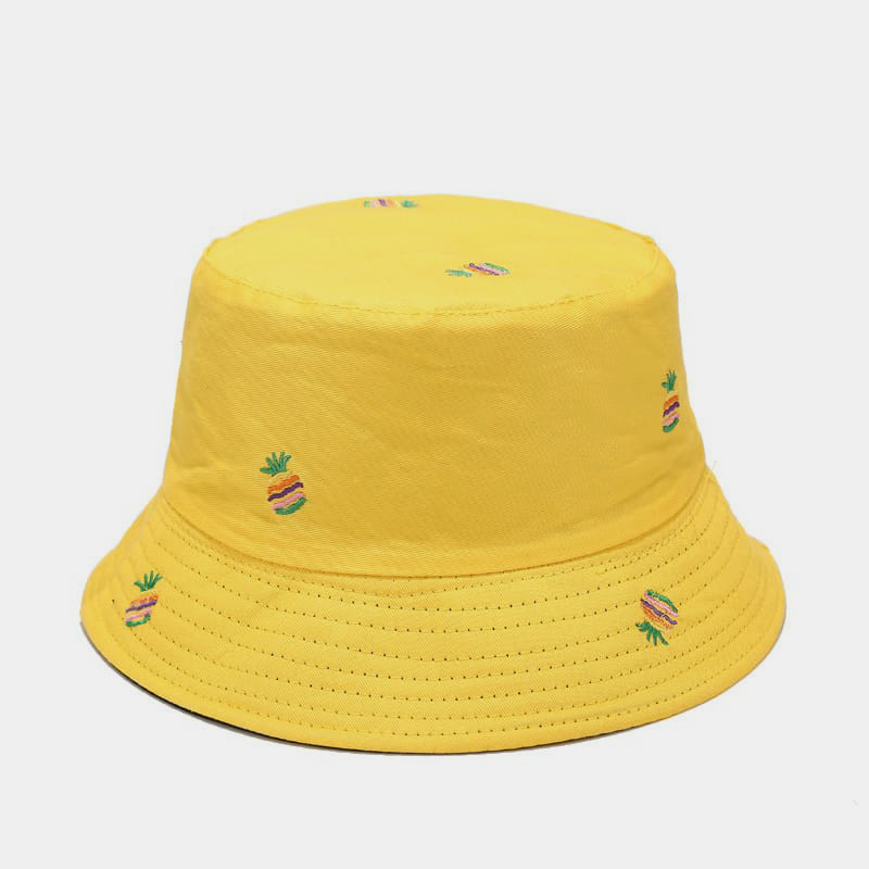 BK00056 Doppelseitiger Fischerhut mit Ananas-Stickerei