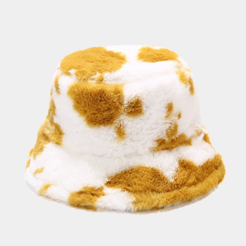 BK00071 Eimerhut mit Kuhmuster für Herbst und Winter für Damen