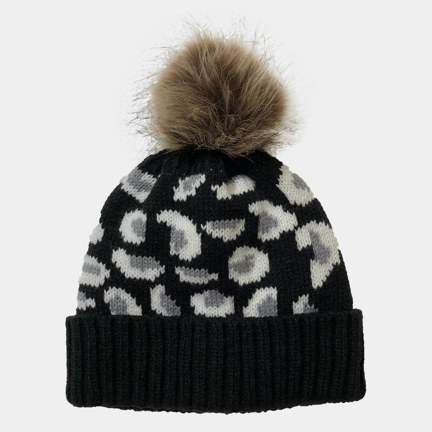H00004 Leoparden-Jacquard-Strickmütze für Damen