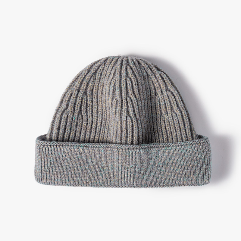 H00013 Mehrfarbige Strickmütze aus Wolle für Erwachsene im Herbst und Winter
