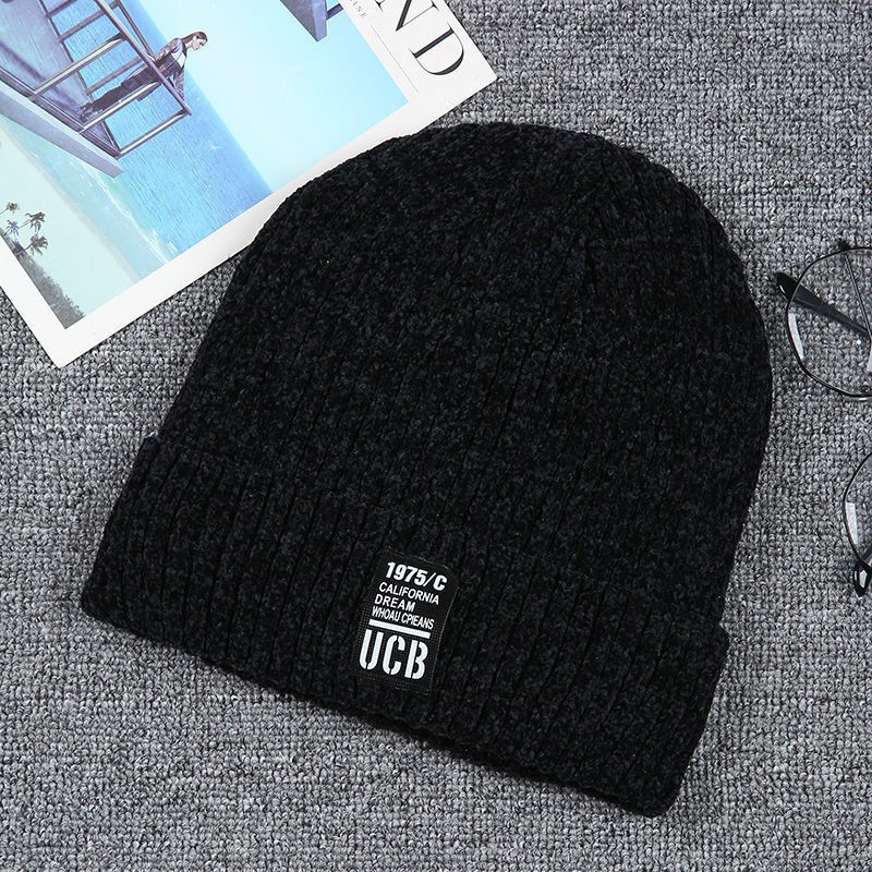 H00014 Chenille-Strickmütze für Erwachsene, die die Ohren bedeckt