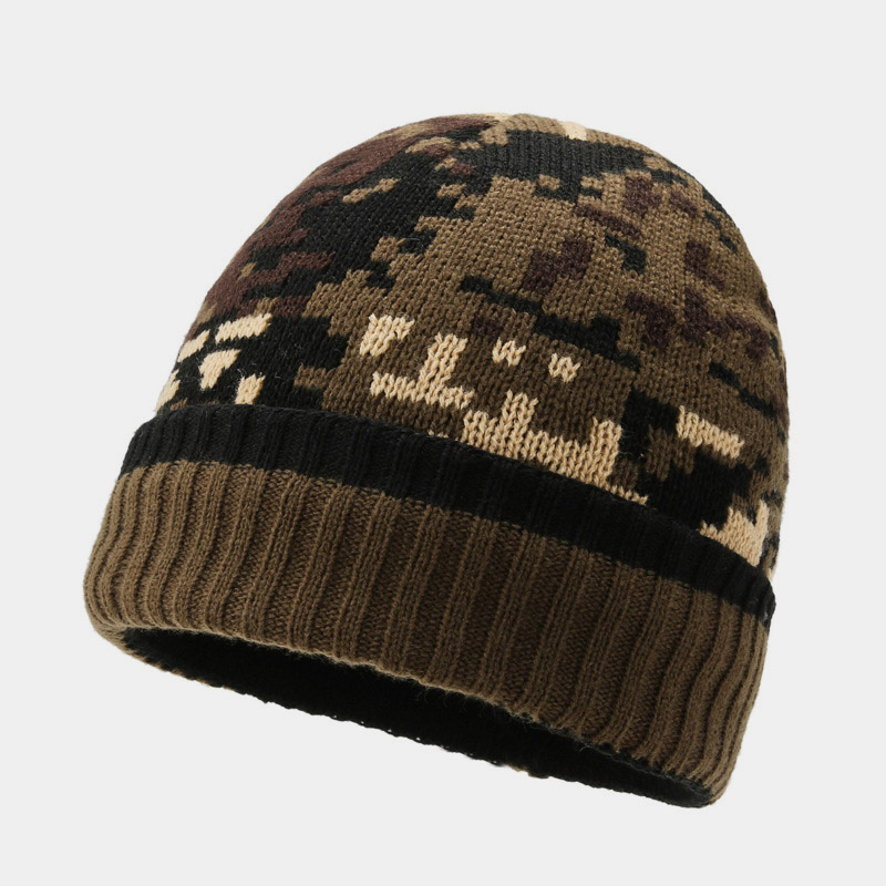 H00061 Herren-Strickmütze mit Tarnmuster und Fleece