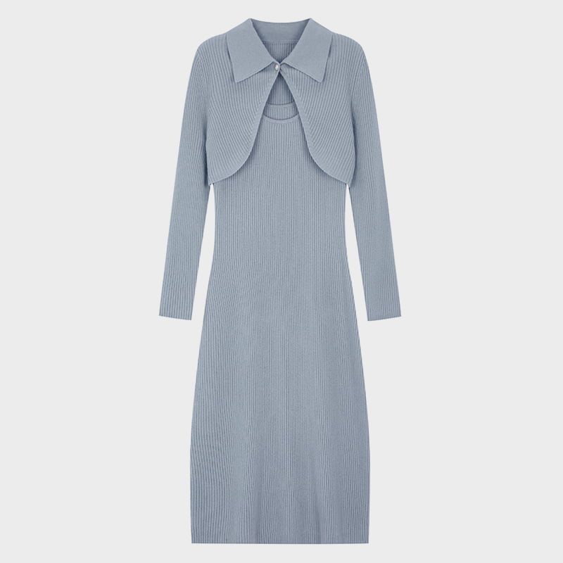 ML2206 Strickanzug im republikanischen China-Stil, Neckholder-Strickkleid, zwei Sets