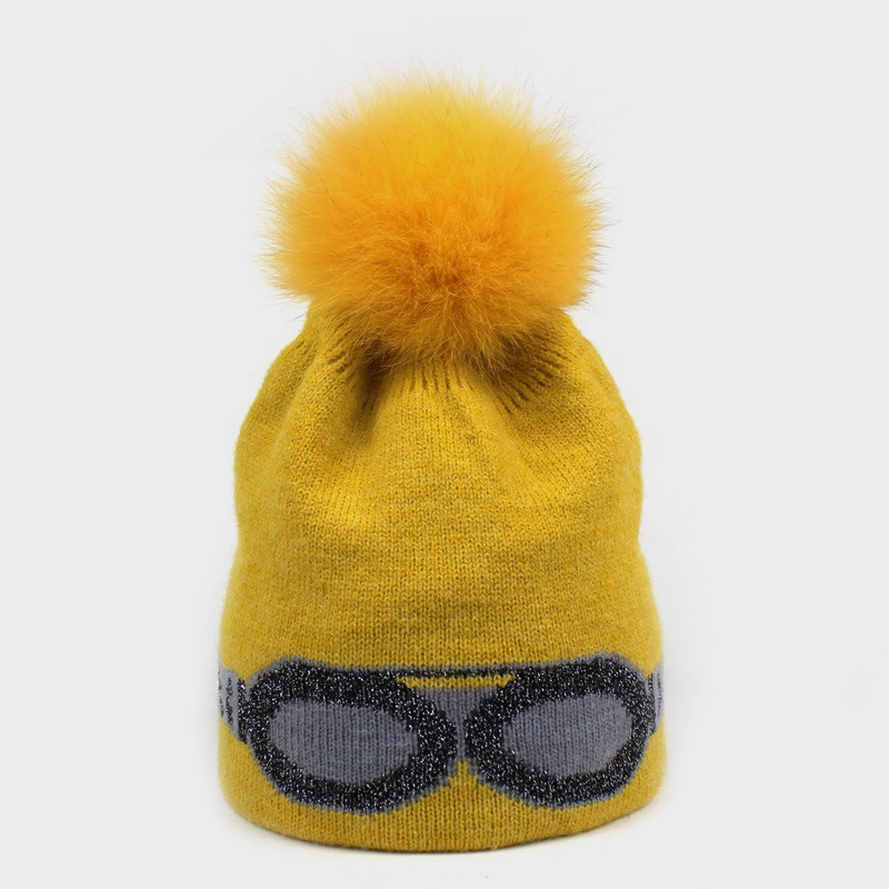 H00095 Jacquard-Strickmütze für Erwachsene aus 10 % Wolle und 90 % gebürstetem Garn