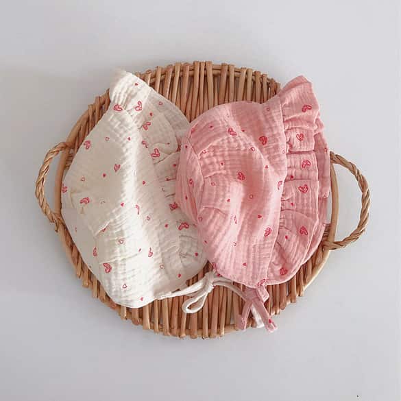 H00090 Strickmütze aus Baumwolle für 0–1-jährige Mädchen