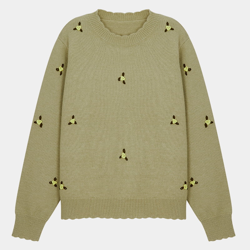 ML2214 Langärmliger, handgenähter Strickpullover