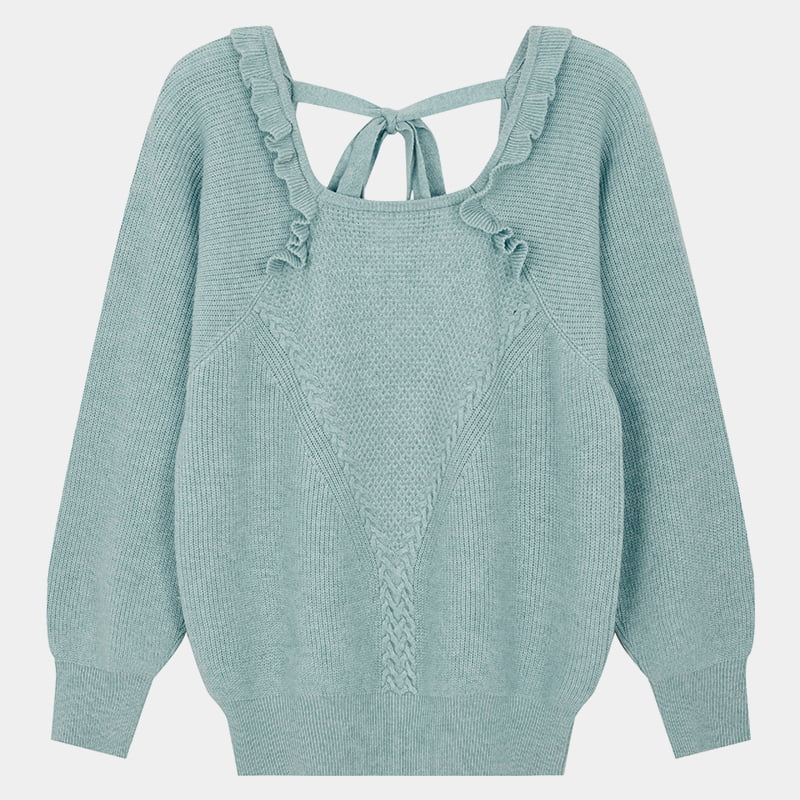 ML2216 Strickpullover mit hohlen Blasenärmeln hinten