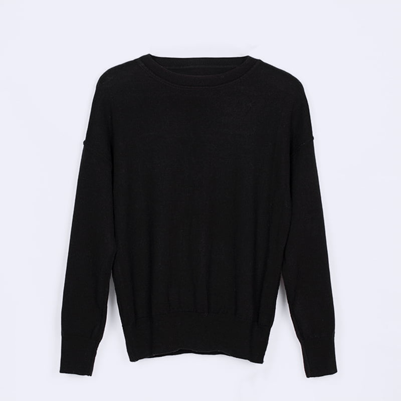 SM-K0048 Damen-Strickpullover mit Alphabet-Jacquardmuster, Rundhalsausschnitt und langen Ärmeln