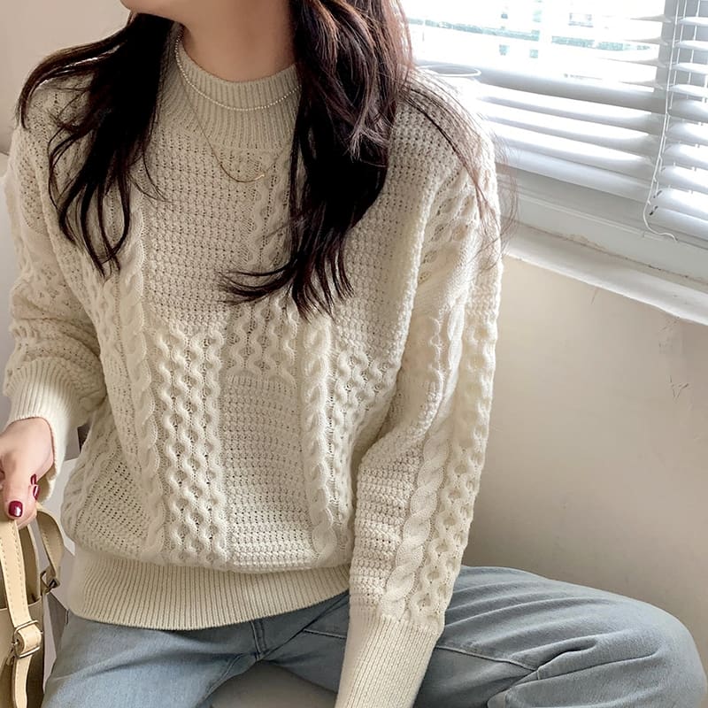 SM-K0024 Twisted Rollkragenpullover, lockerer Strickpullover SM-K0024 Twisted Rollkragenpullover, lockerer Strickpullover