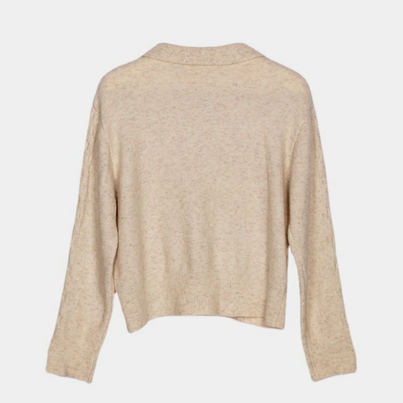 SM-K0012 Frühling Herbst Polo-Revers Einfarbiger Strickpullover mit ausgehöhltem Boden SM-K0012 Frühling Herbst Polo-Revers Einfarbiger Strickpullover mit ausgehöhltem Boden