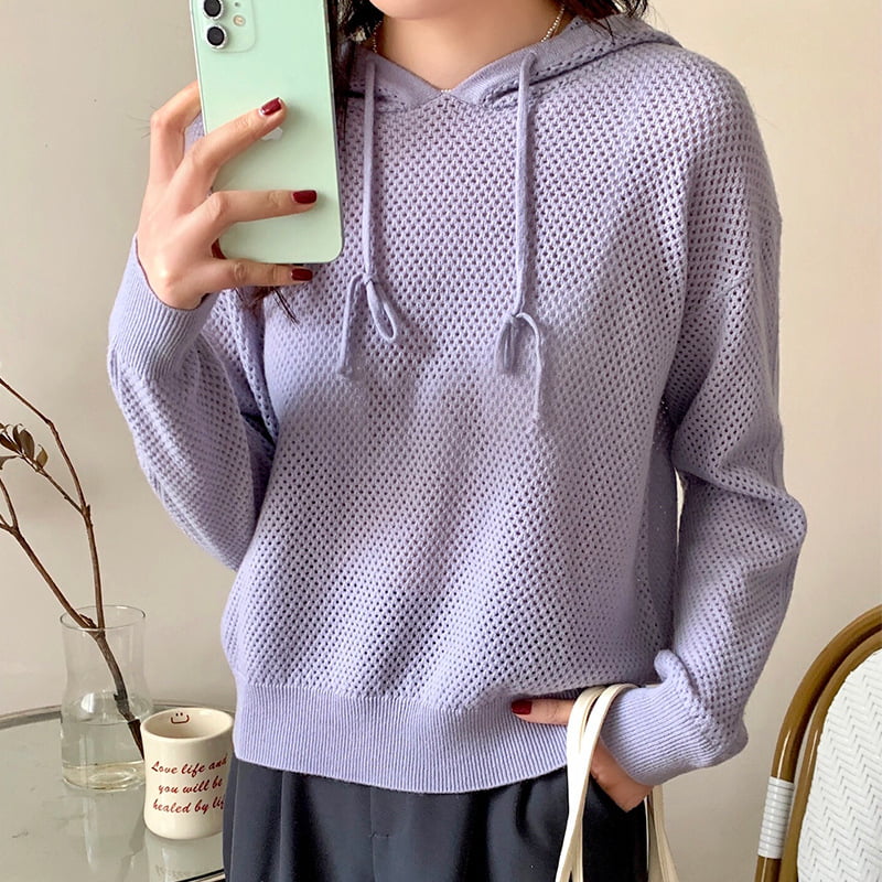 SM-K0018 Spring Hollow Hooded Sweater Damen Strickpullover