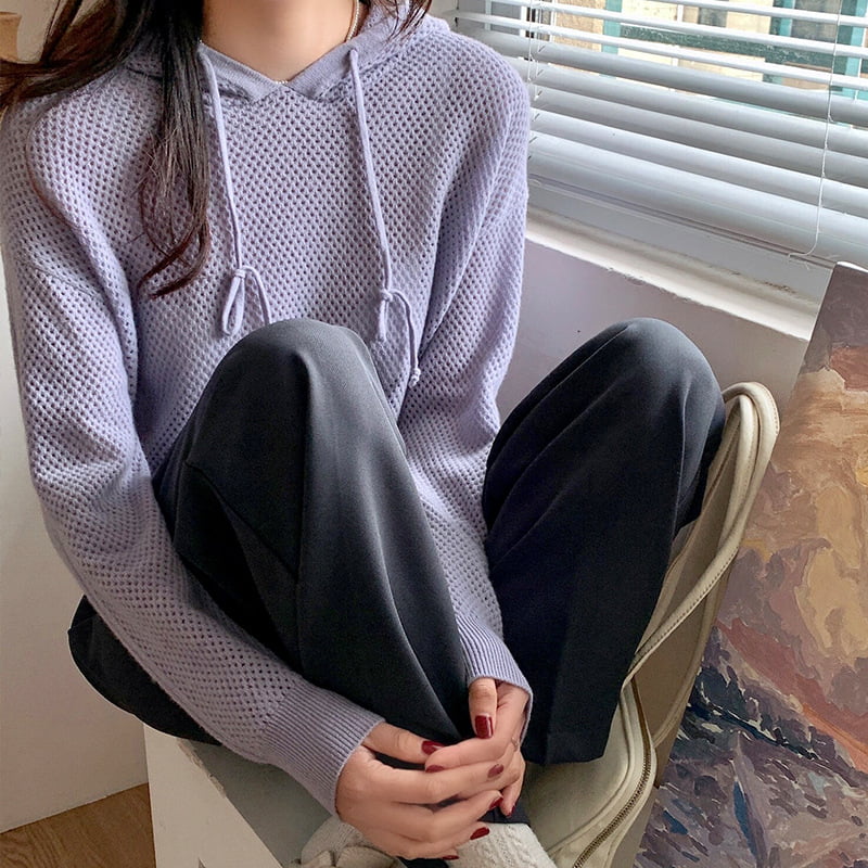 SM-K0018 Spring Hollow Hooded Sweater Damen Strickpullover SM-K0018 Spring Hollow Hooded Sweater Damen Strickpullover