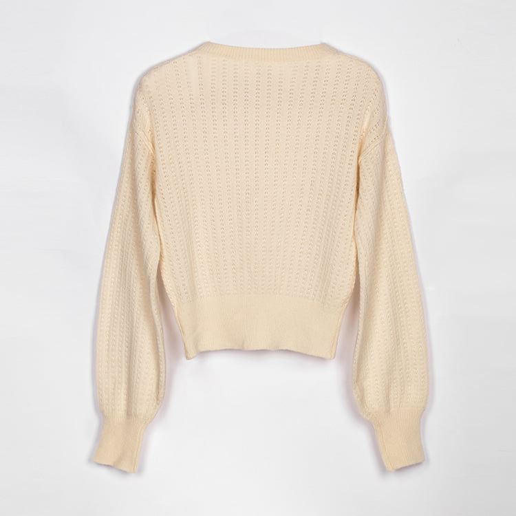 SM-K0020 Herbst Winter Wollmischung Rundhals Laterne Ärmel Frauen Strickpullover SM-K0020 Herbst Winter Wollmischung Rundhals Laterne Ärmel Frauen Strickpullover