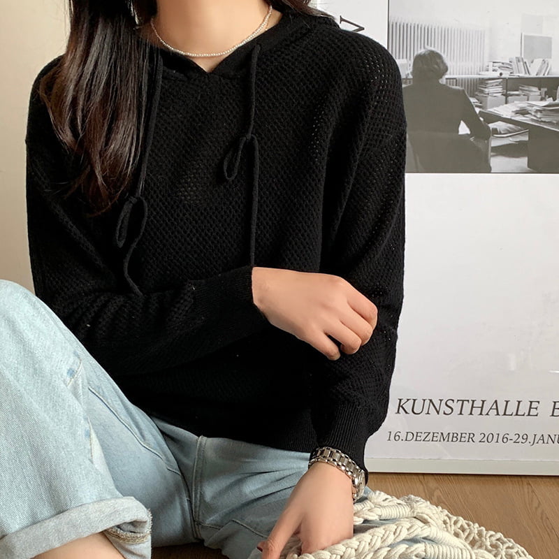 SM-K0018 Spring Hollow Hooded Sweater Damen Strickpullover SM-K0018 Spring Hollow Hooded Sweater Damen Strickpullover