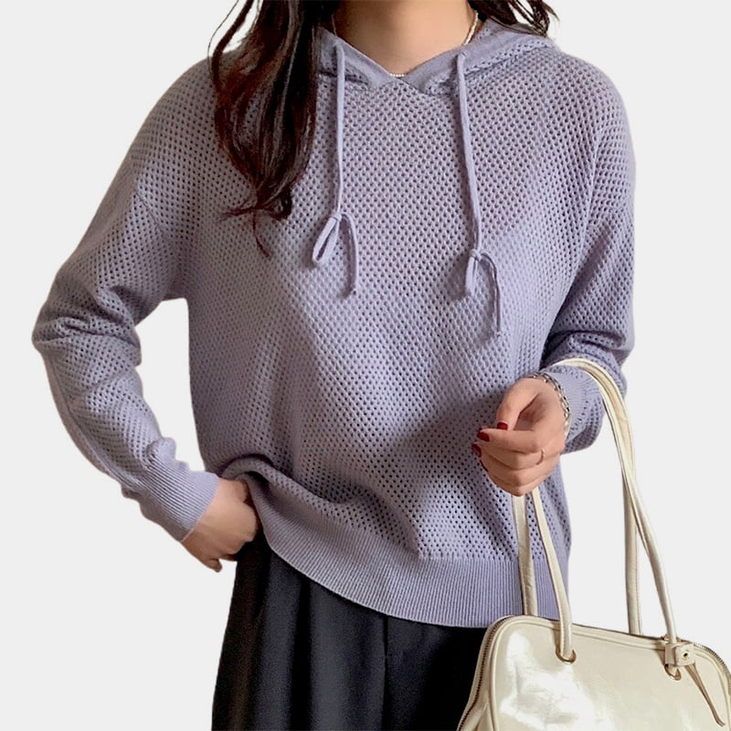 SM-K0018 Spring Hollow Hooded Sweater Damen Strickpullover SM-K0018 Spring Hollow Hooded Sweater Damen Strickpullover