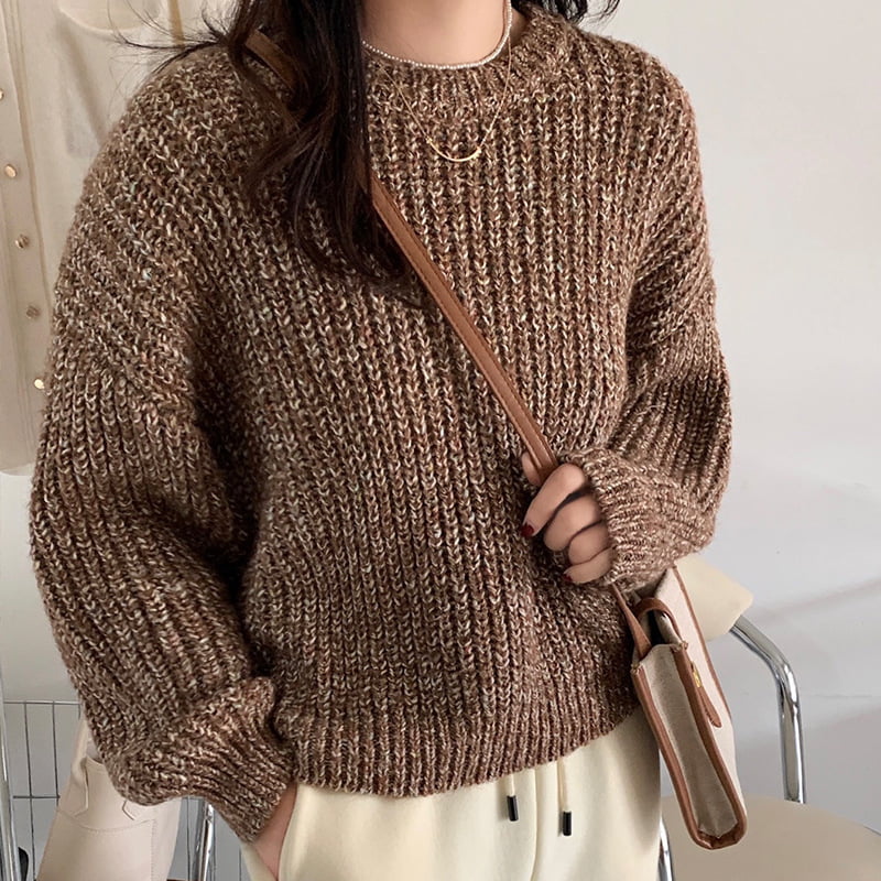 SM-K0028 Spring Lazy Rundhals-Strickpullover, bunt, weich, wachsartig, langärmlig SM-K0028 Spring Lazy Rundhals-Strickpullover, bunt, weich, wachsartig, langärmlig