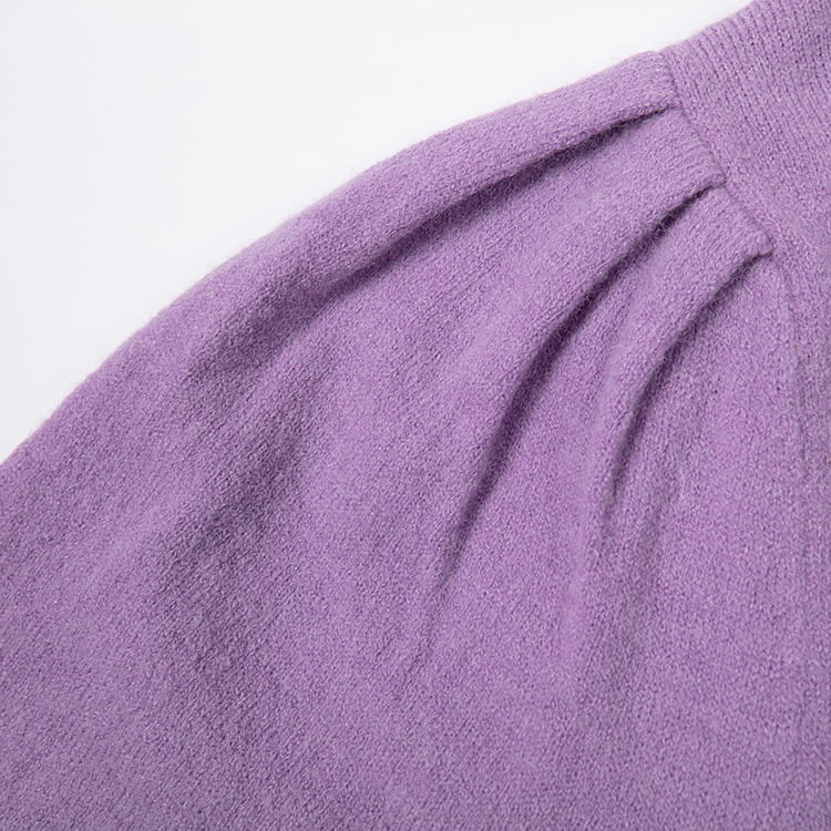 SM-K0039 Frühling/Herbst Solid Loose Langarm-Strickpullover mit Schulterfalten SM-K0039 Frühling/Herbst Solid Loose Langarm-Strickpullover mit Schulterfalten