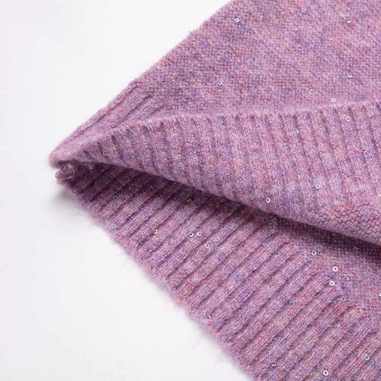 SM-K0040 Kurzer, paillettenbesetzter Mohair-Strickpullover mit V-Ausschnitt und Superfeen-Ausschnittärmeln SM-K0040 Kurzer, paillettenbesetzter Mohair-Strickpullover mit V-Ausschnitt und Superfeen-Ausschnittärmeln