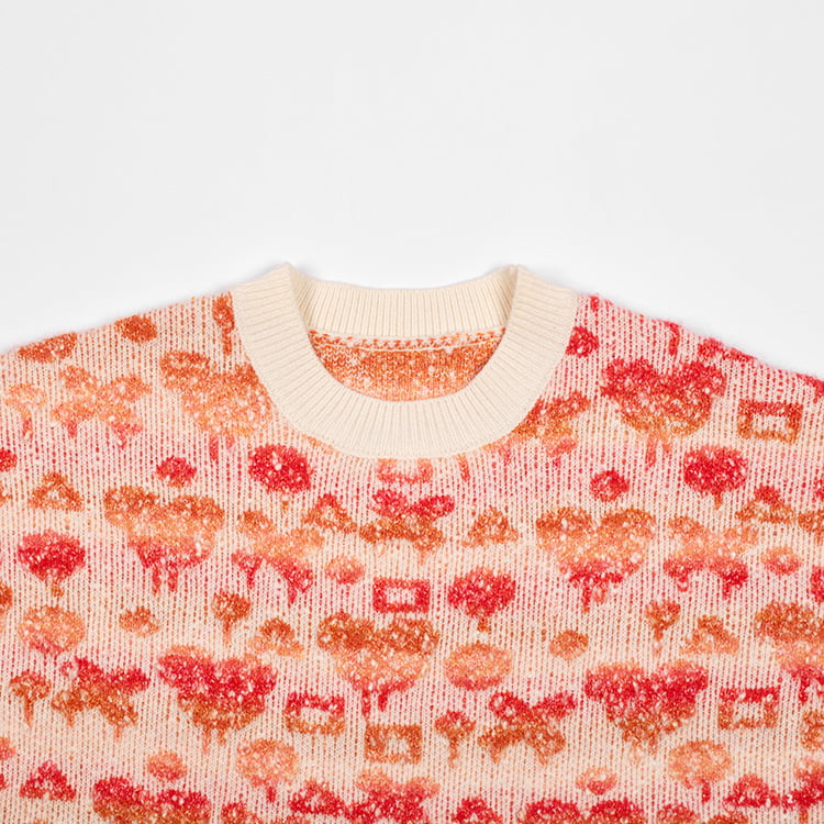 SM-K0038 Rundhals-Pullover für Damen, süßer Strickpullover mit dreidimensionalem Muster SM-K0038 Rundhals-Pullover für Damen, süßer Strickpullover mit dreidimensionalem Muster