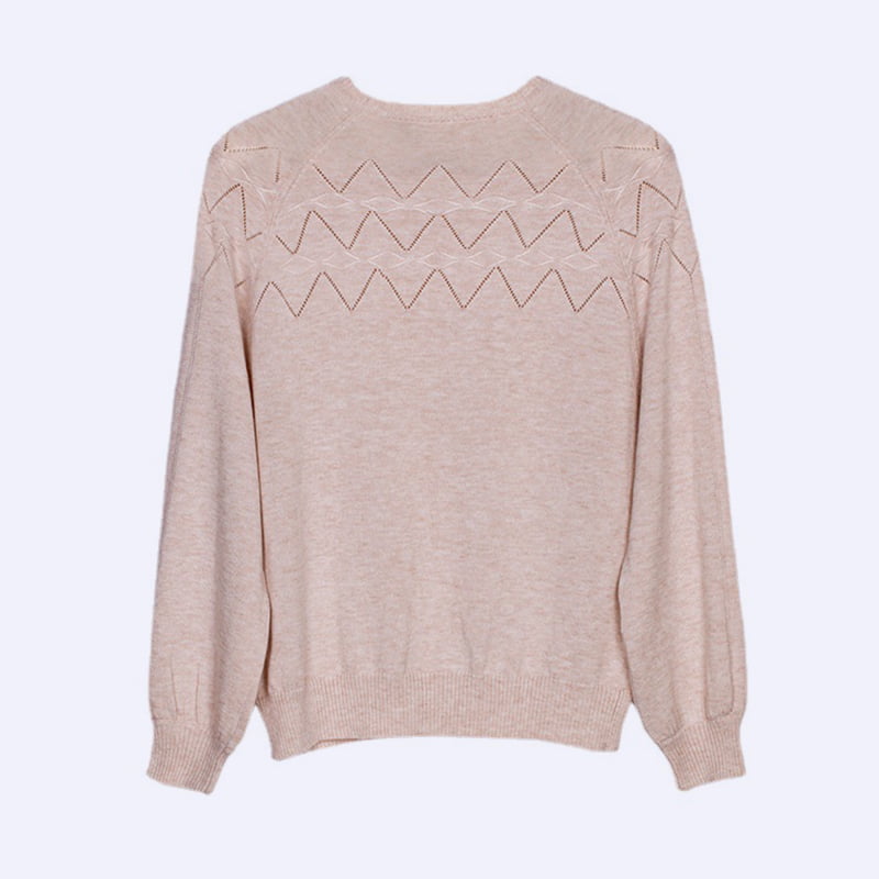 SM-K0042 Lockerer Langarm-Strickpullover, dünnes, gewelltes Hohlstrick-Bottom-Shirt SM-K0042 Lockerer Langarm-Strickpullover, dünnes, gewelltes Hohlstrick-Bottom-Shirt