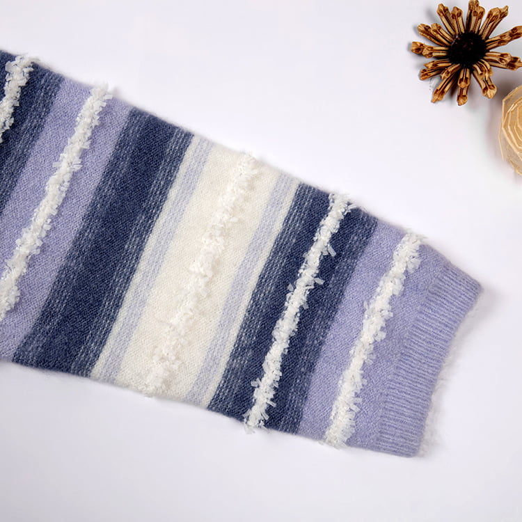 SM-K0047 Gestreifter, süßer, Patchwork-Strickpullover mit Rundhalsausschnitt und Farbverlauf SM-K0047 Gestreifter, süßer, Patchwork-Strickpullover mit Rundhalsausschnitt und Farbverlauf