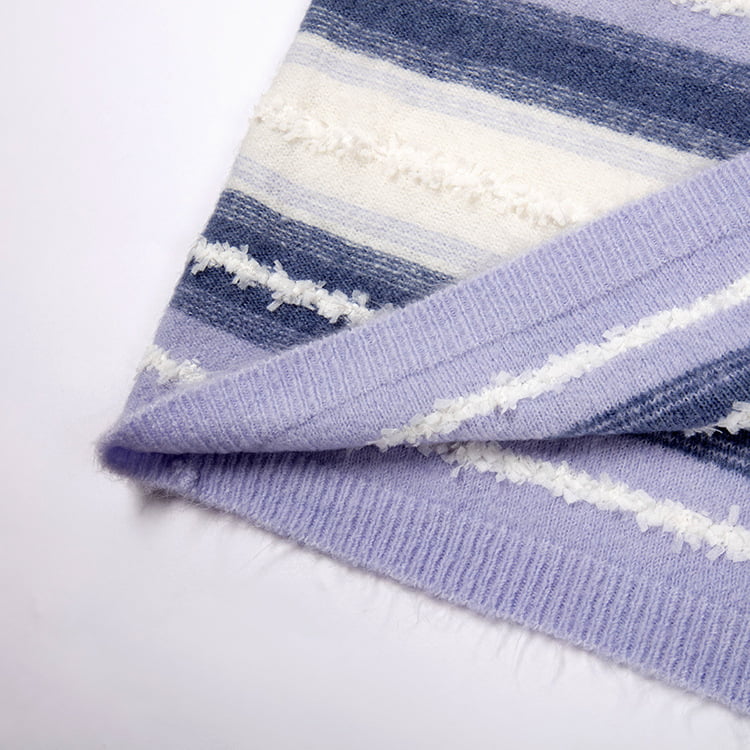 SM-K0047 Gestreifter, süßer, Patchwork-Strickpullover mit Rundhalsausschnitt und Farbverlauf SM-K0047 Gestreifter, süßer, Patchwork-Strickpullover mit Rundhalsausschnitt und Farbverlauf