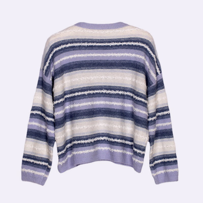 SM-K0047 Gestreifter, süßer, Patchwork-Strickpullover mit Rundhalsausschnitt und Farbverlauf SM-K0047 Gestreifter, süßer, Patchwork-Strickpullover mit Rundhalsausschnitt und Farbverlauf