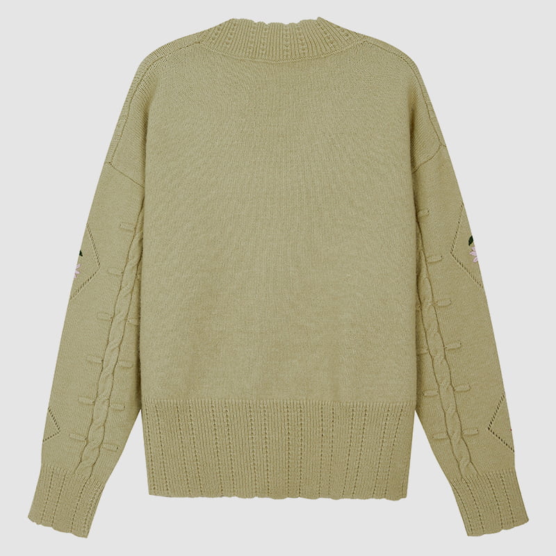 ML2213 Retro japanische handgemachte Strickjacke in Avocadogrün ML2213 Retro japanische handgemachte Strickjacke in Avocadogrün