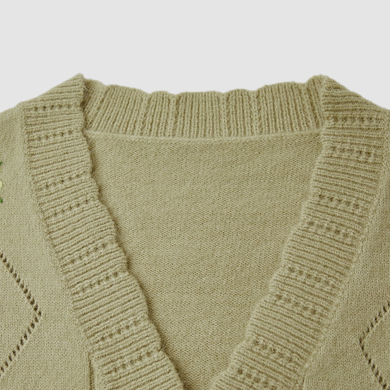 ML2213 Retro japanische handgemachte Strickjacke in Avocadogrün ML2213 Retro japanische handgemachte Strickjacke in Avocadogrün