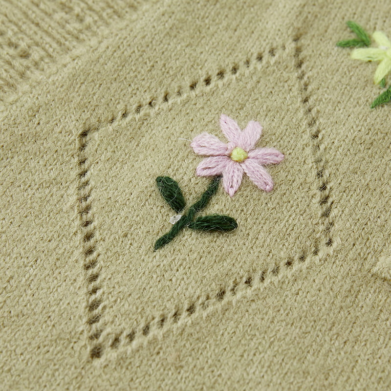 ML2213 Retro japanische handgemachte Strickjacke in Avocadogrün ML2213 Retro japanische handgemachte Strickjacke in Avocadogrün