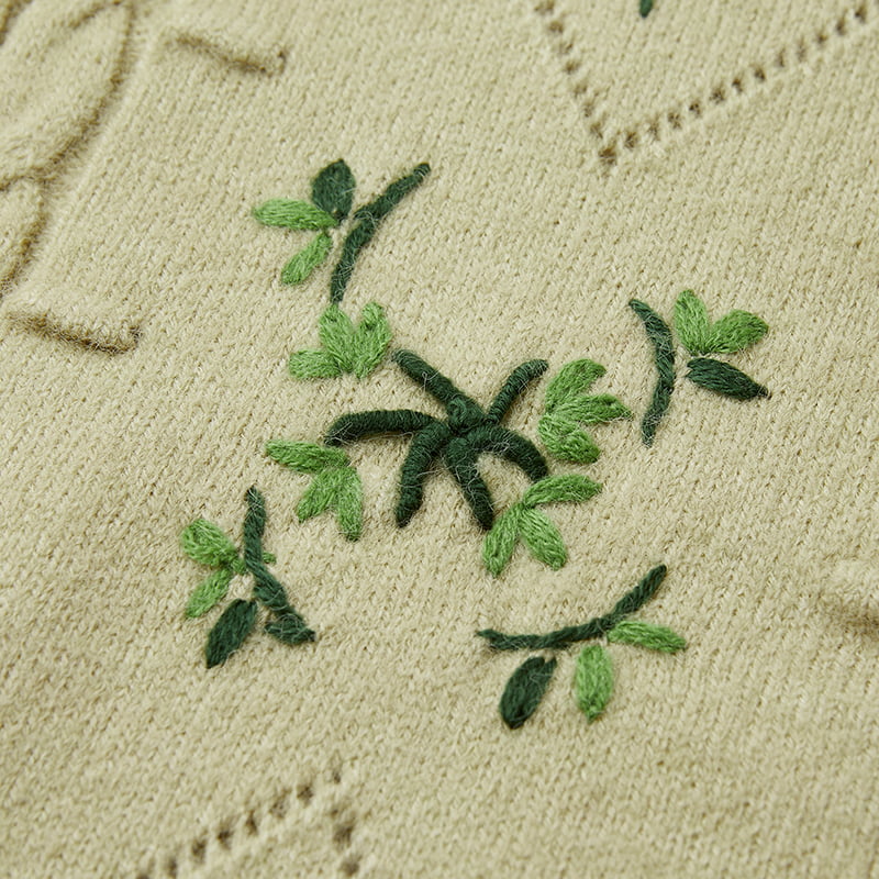 ML2213 Retro japanische handgemachte Strickjacke in Avocadogrün ML2213 Retro japanische handgemachte Strickjacke in Avocadogrün