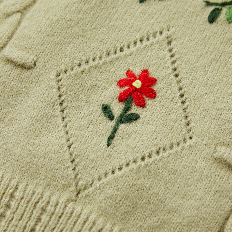 ML2213 Retro japanische handgemachte Strickjacke in Avocadogrün ML2213 Retro japanische handgemachte Strickjacke in Avocadogrün