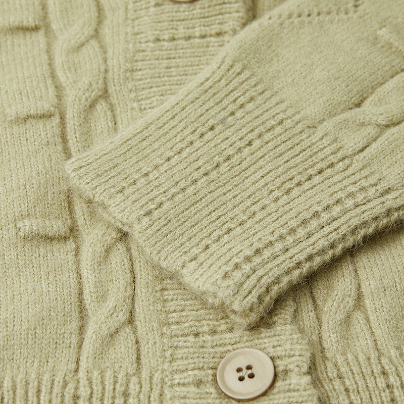 ML2213 Retro japanische handgemachte Strickjacke in Avocadogrün ML2213 Retro japanische handgemachte Strickjacke in Avocadogrün