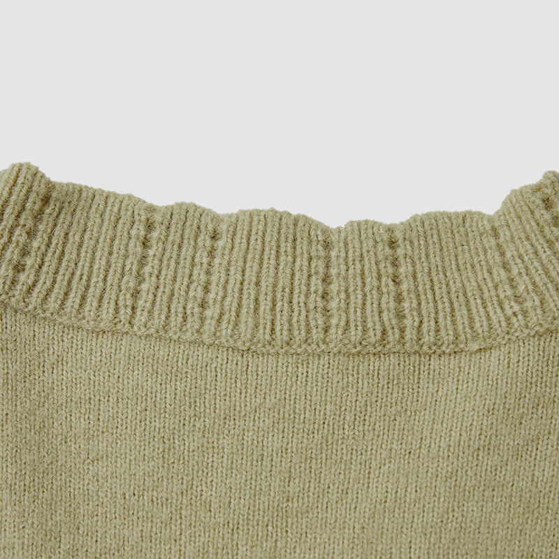 ML2213 Retro japanische handgemachte Strickjacke in Avocadogrün ML2213 Retro japanische handgemachte Strickjacke in Avocadogrün