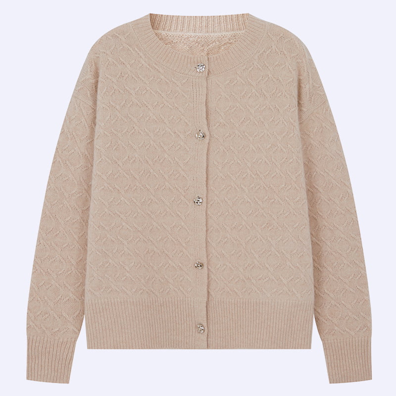 ML2203 Damen-Strickjacke, dünn, früher Frühling und Herbst, Rundhalsausschnitt