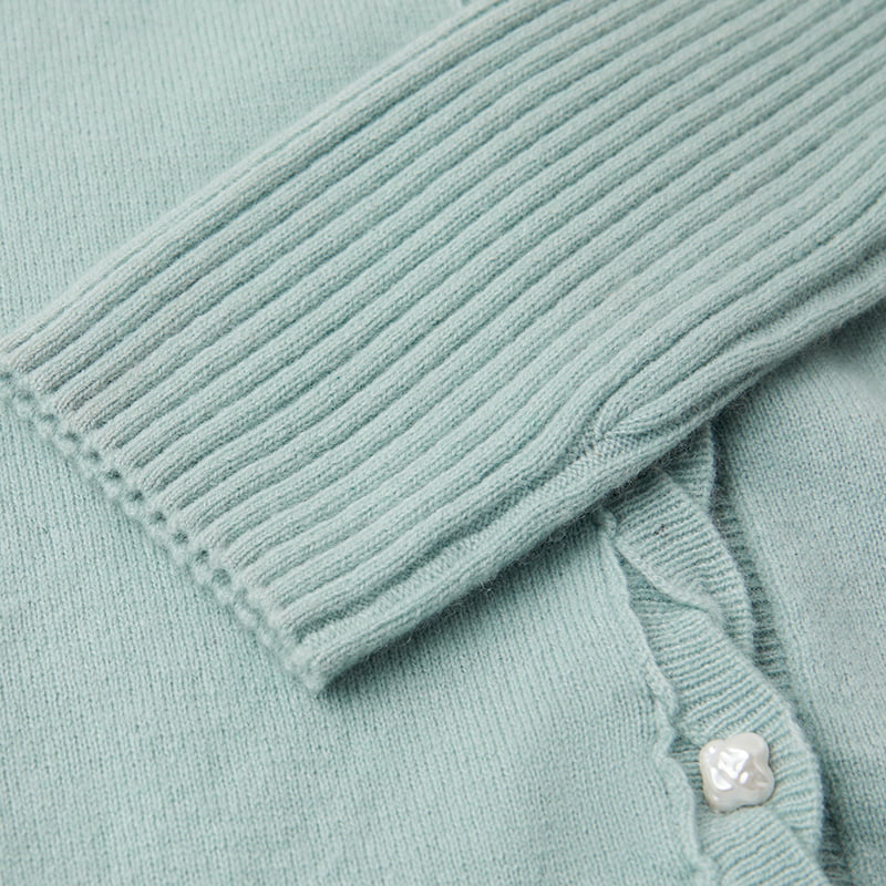 ML2218 Einreihiger Twist-Strick-Cardigan mit V-Ausschnitt und Blütenblattknöpfen ML2218 Einreihiger Twist-Strick-Cardigan mit V-Ausschnitt und Blütenblattknöpfen