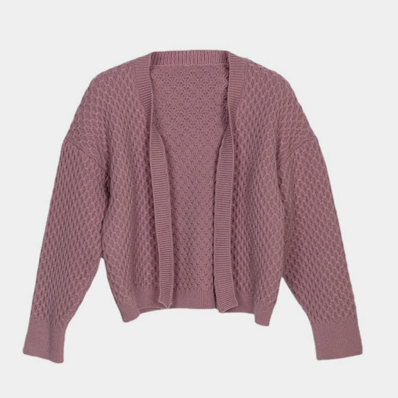 SM-K0044 Dreidimensional gedrehter Strick-Cardigan, knopfloser Herbst-/Winterpullover SM-K0044 Dreidimensional gedrehter Strick-Cardigan, knopfloser Herbst-/Winterpullover