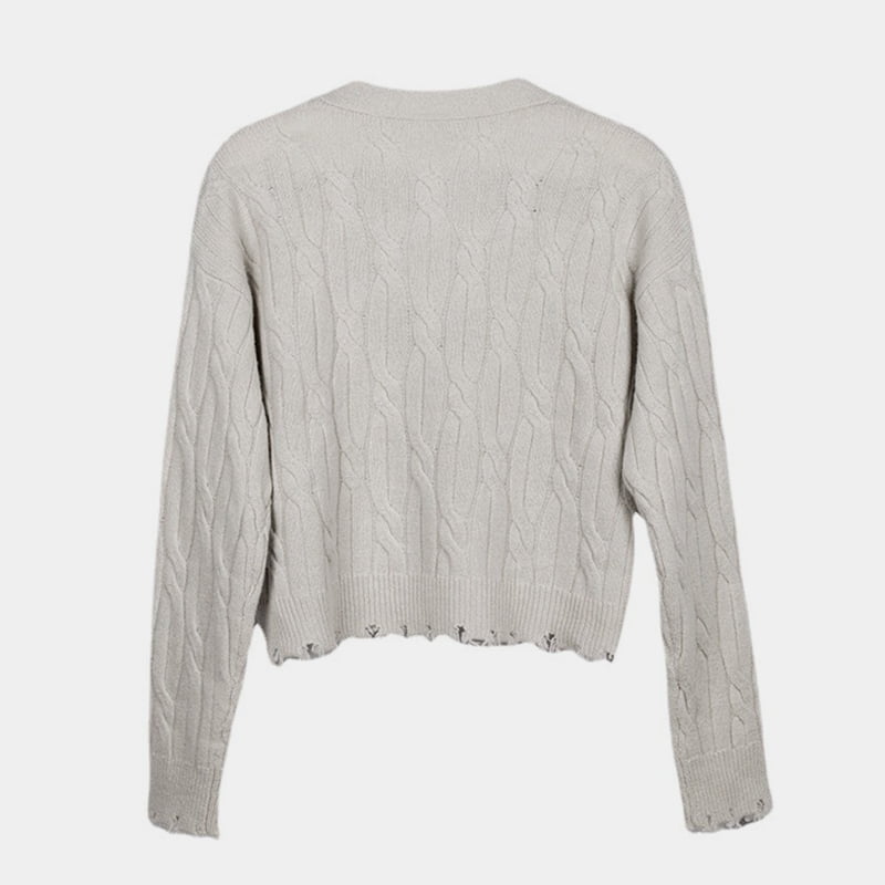 SM-K0013 Dreidimensionaler Twist-Pullover mit V-Ausschnitt für Herbst/Winter SM-K0013 Dreidimensionaler Twist-Pullover mit V-Ausschnitt für Herbst/Winter