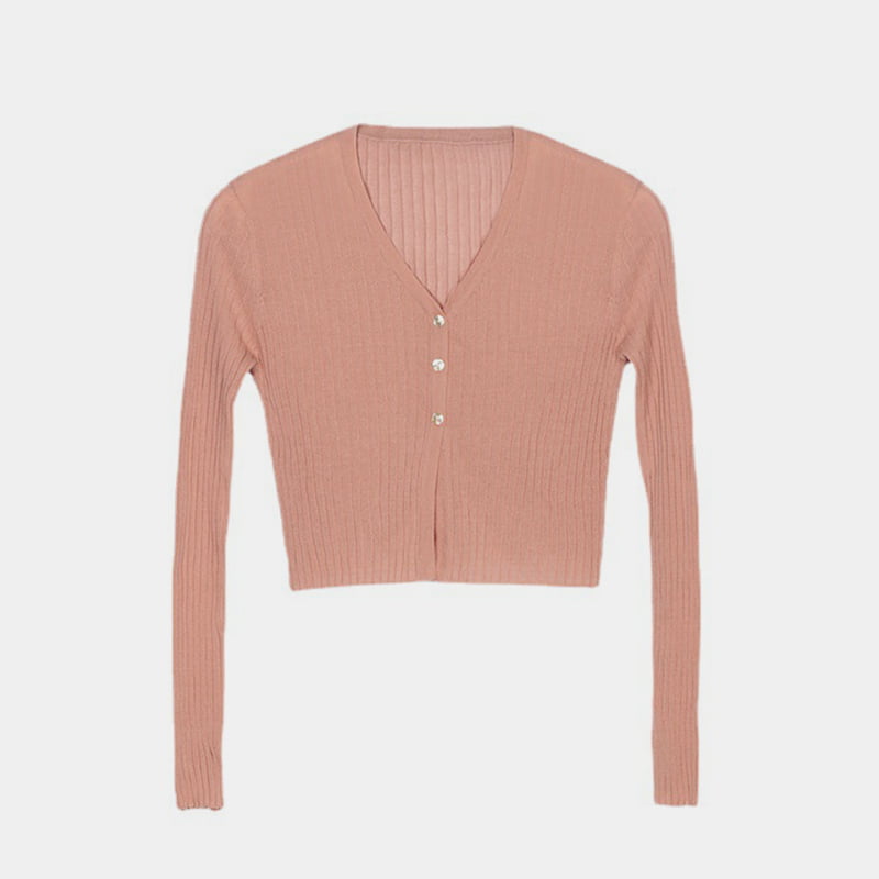 SM-K0005 Vertikal gestreifte kurze Leinen-Strickjacke für Damen, Sommer-Sonnenschutzjacke mit Shell-Knopf