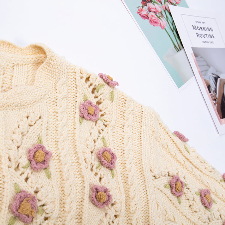 SM-K0008 Damen-Strickjacke mit lockerem Retro-Handhaken und langen Ärmeln SM-K0008 Damen-Strickjacke mit lockerem Retro-Handhaken und langen Ärmeln