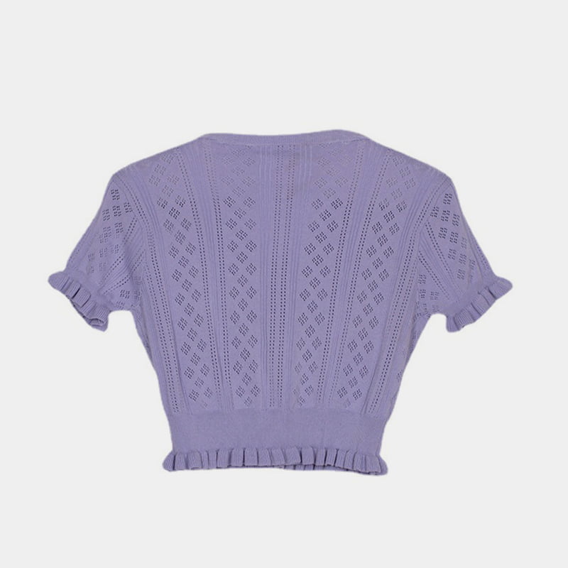 SM-K0015 Sommer-Strickjacke mit V-Ausschnitt, kurz, dünn, kurzärmelig, ausgehöhlt, aus Eisseide SM-K0015 Sommer-Strickjacke mit V-Ausschnitt, kurz, dünn, kurzärmelig, ausgehöhlt, aus Eisseide