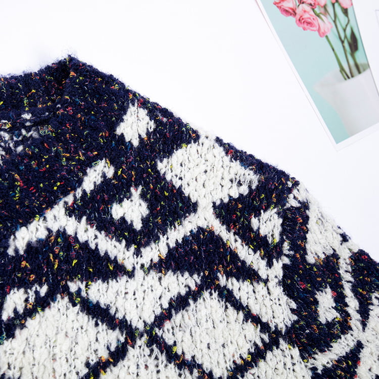 SM-K0036 Geometrisches Muster melierte Strickjacke Damen Herbst- und Winteroberbekleidung SM-K0036 Geometrisches Muster melierte Strickjacke Damen Herbst- und Winteroberbekleidung