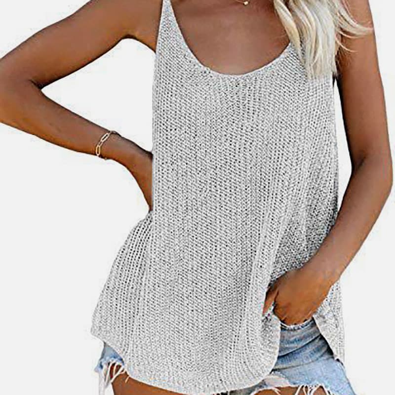 SM-K0065 Dünne und lockere Strickweste mit U-Ausschnitt SM-K0065 Dünne und lockere Strickweste mit U-Ausschnitt