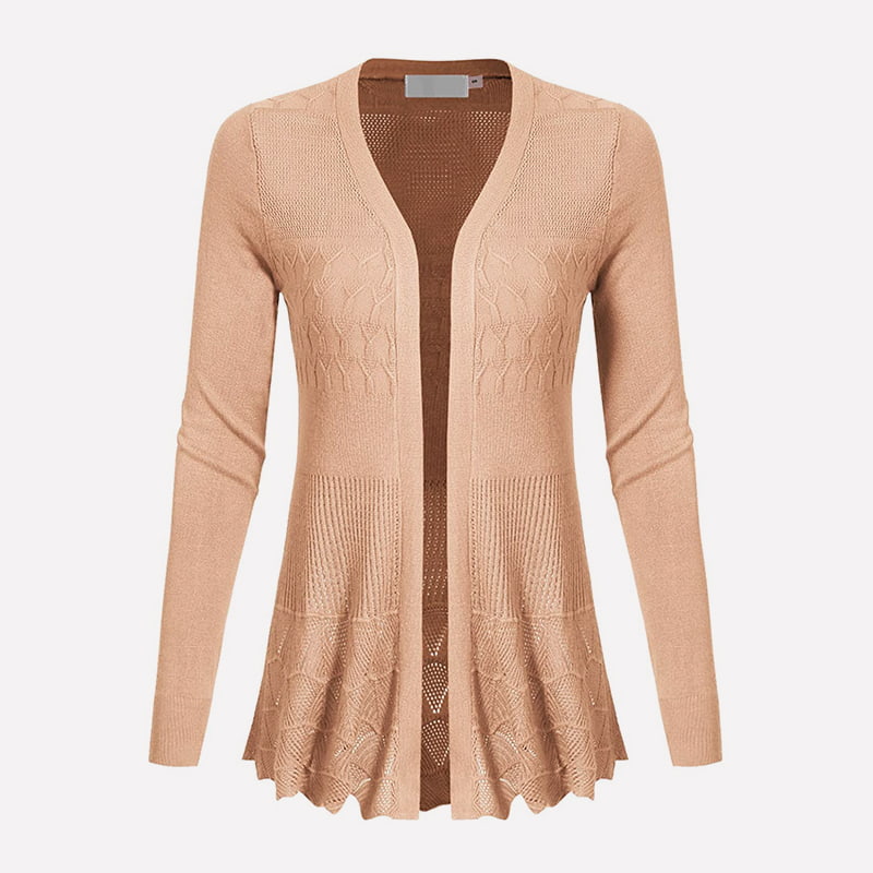 SM-K0072 Langärmlige, einfarbige, mittellange Strickjacke mit V-Ausschnitt SM-K0072 Langärmlige, einfarbige, mittellange Strickjacke mit V-Ausschnitt