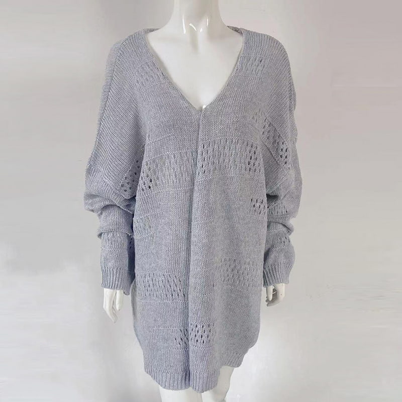 SM-K0081 Einfarbiger Cardigan-Pullover mit V-Ausschnitt und Ausschnitten SM-K0081 Einfarbiger Cardigan-Pullover mit V-Ausschnitt und Ausschnitten