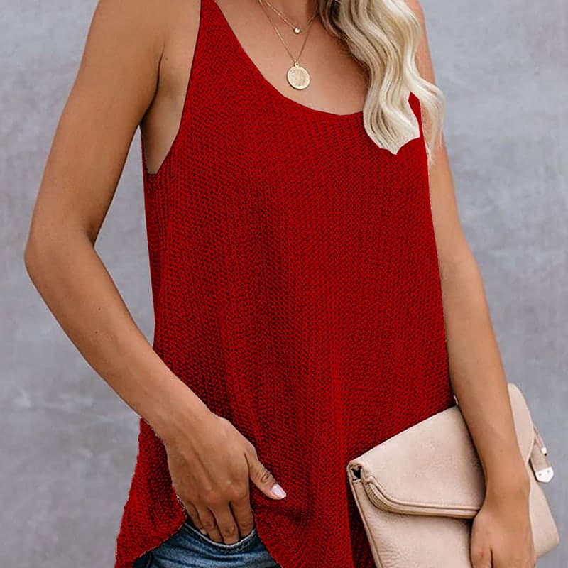 SM-K0065 Dünne und lockere Strickweste mit U-Ausschnitt SM-K0065 Dünne und lockere Strickweste mit U-Ausschnitt