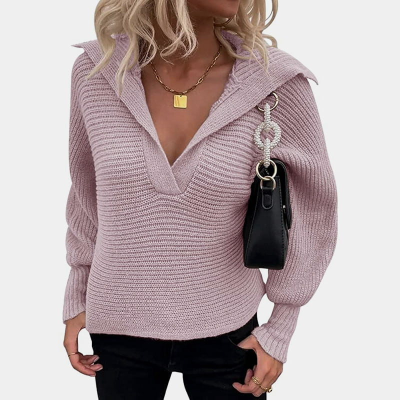 SM-K0075 V-Ausschnitt Laterne Langarm Loose Solid Strickpullover SM-K0075 V-Ausschnitt Laterne Langarm Loose Solid Strickpullover