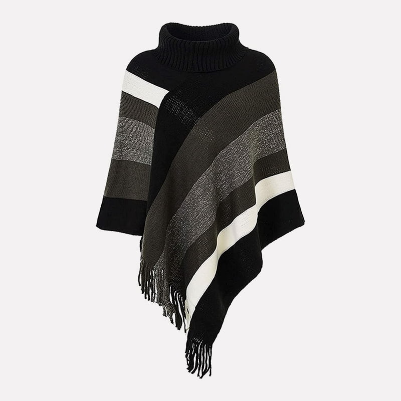 SM-K0093 Lockerer Pullover, gestreifter Strick-Cape-Pullover, Strickpullover SM-K0093 Lockerer Pullover, gestreifter Strick-Cape-Pullover, Strickpullover