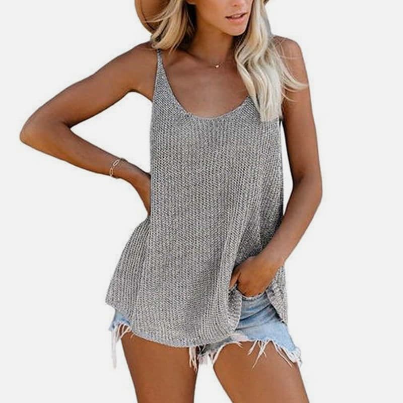 SM-K0065 Dünne und lockere Strickweste mit U-Ausschnitt SM-K0065 Dünne und lockere Strickweste mit U-Ausschnitt